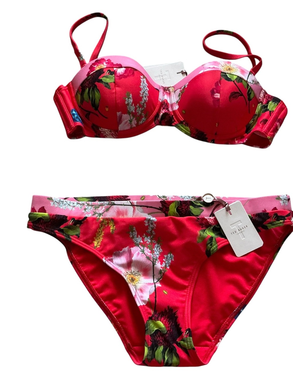 Ted baker bikini set tropical red berry sundae bra size 3 panties size 2 - Picture 1 of 8